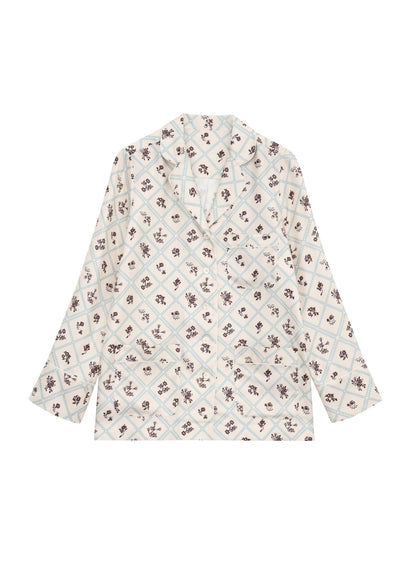 Silk Shirt in Ruzha Pattern in milk
