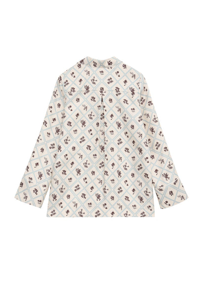 Silk Shirt in Ruzha Pattern in milk