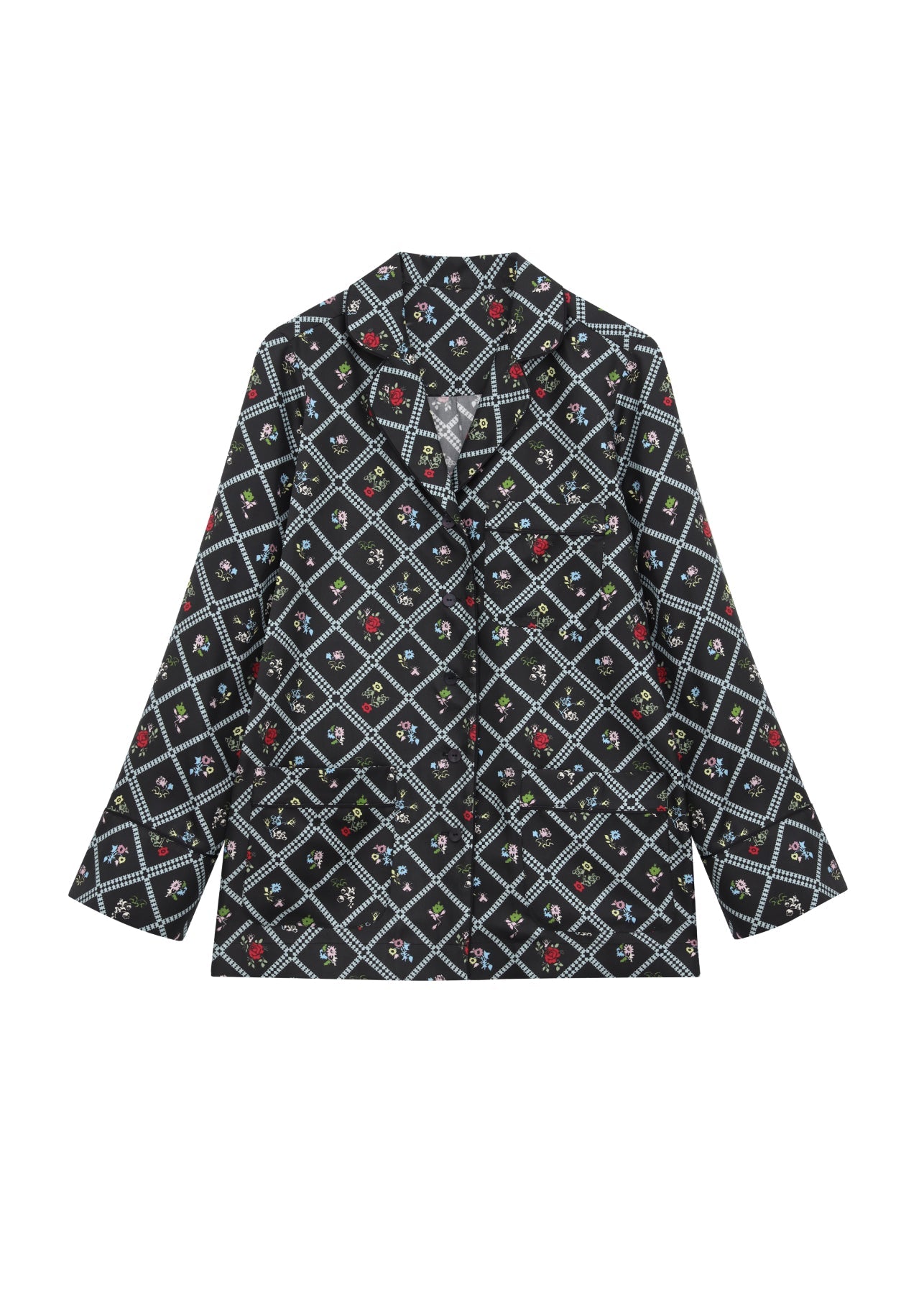 Silk Shirt in Ruzha Pattern in black