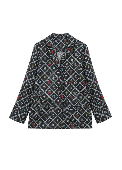 Silk Shirt in Ruzha Pattern in black