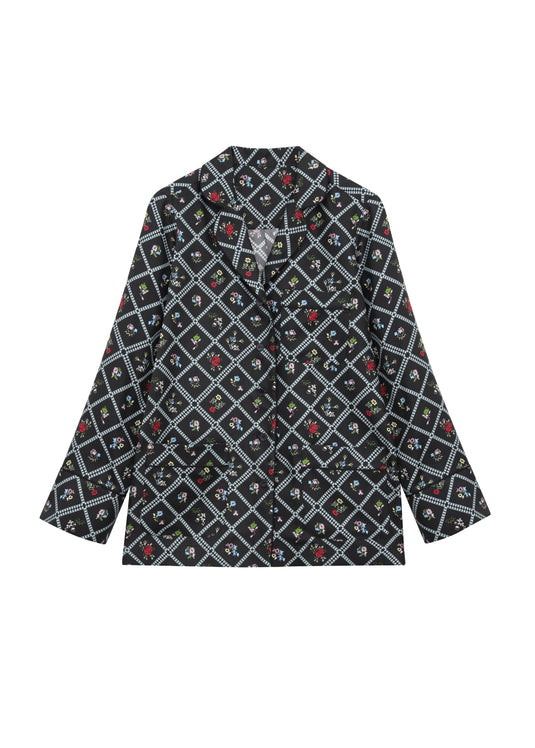 Silk Shirt in Ruzha Pattern in black