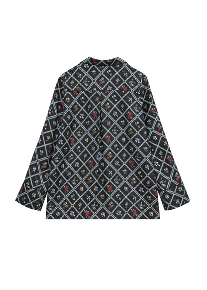 Silk Shirt in Ruzha Pattern in black