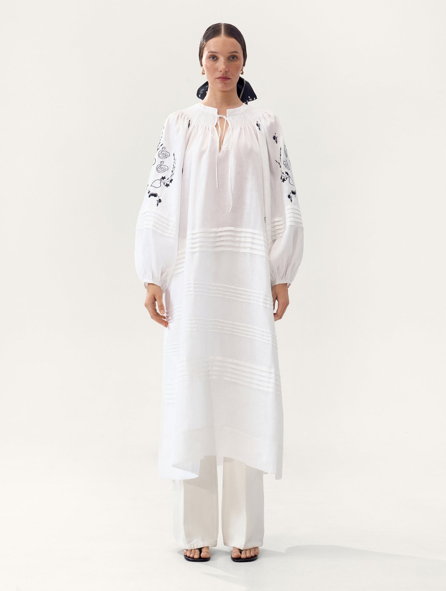 Tomila Embroidered Dress in Milk