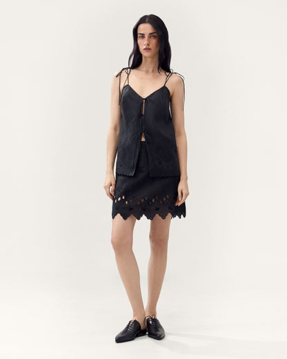 Eva tie-strap Tank Top in Black