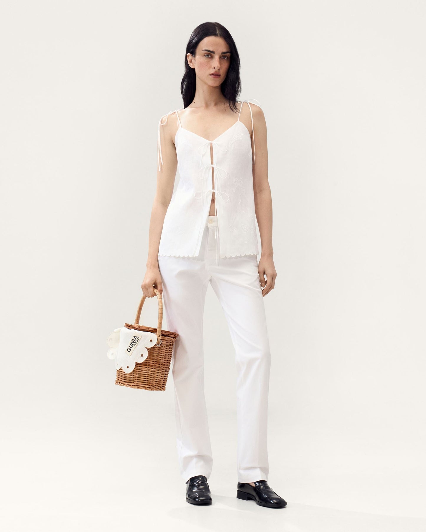 Eva tie-strap Tank Top in Milk