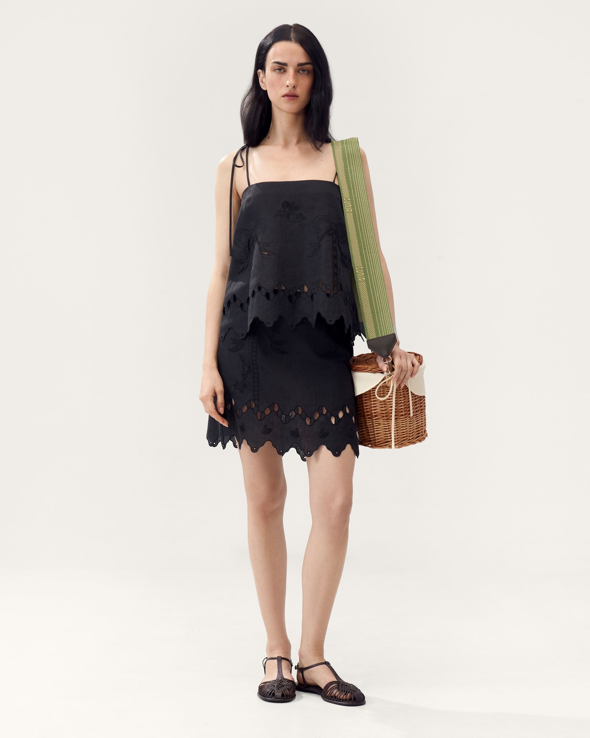 Yasna Embroidered Top in Black slide 2