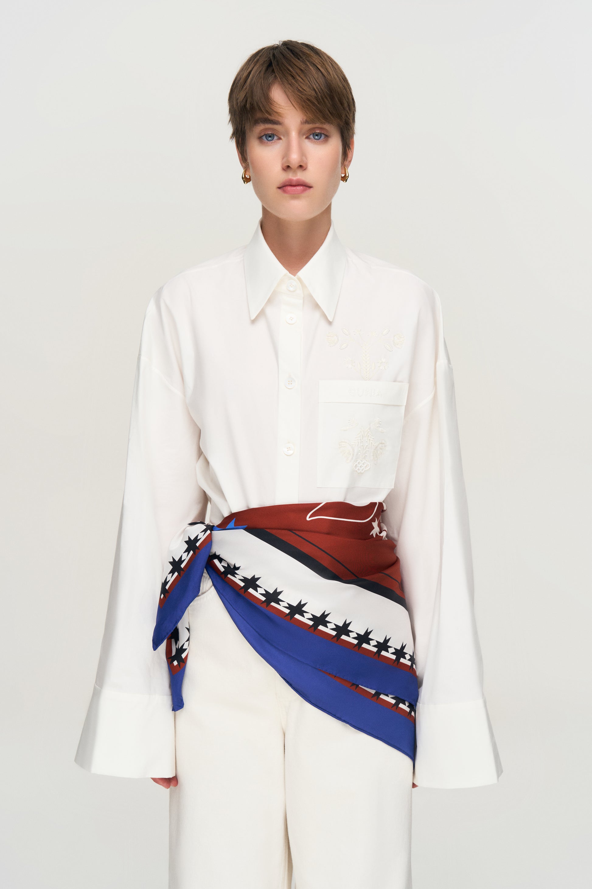 Korovai Silk Headscarf in Brown slide 2