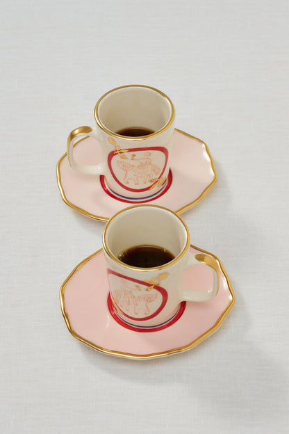 Horseman Tea Cup and White Saucer Set