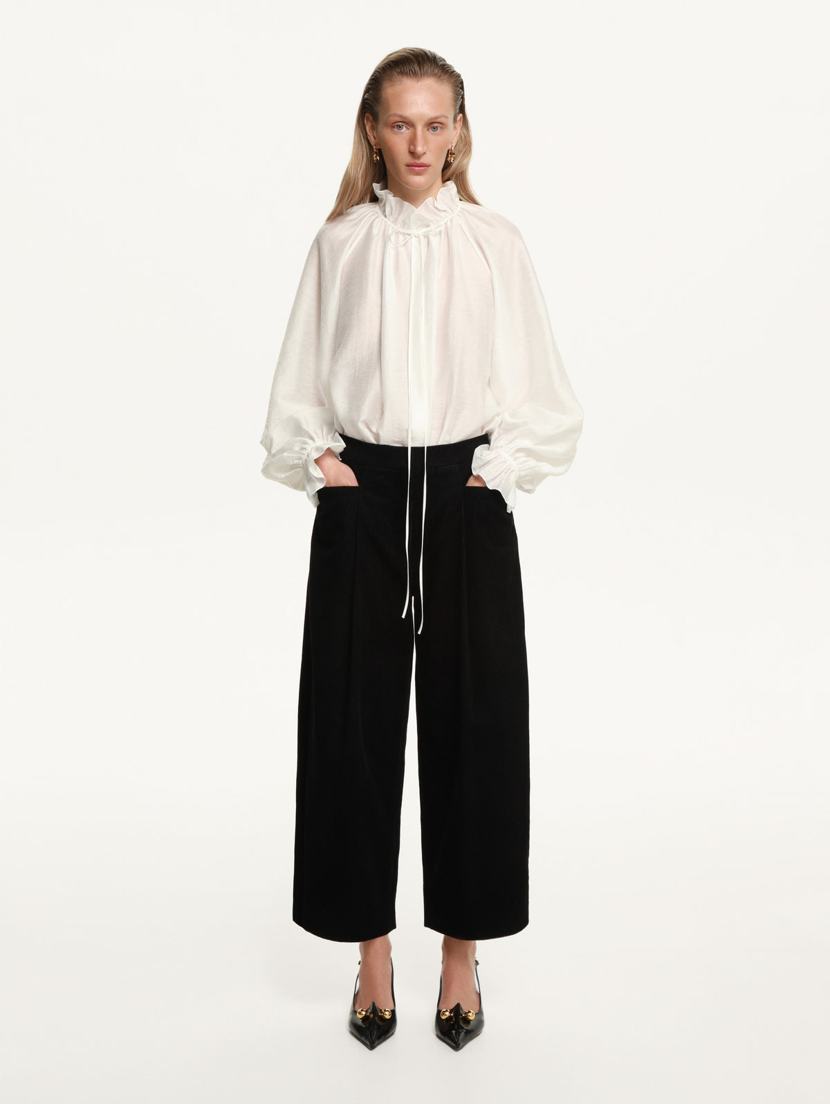 Gafiia Ruffled Blouse in White slide 2