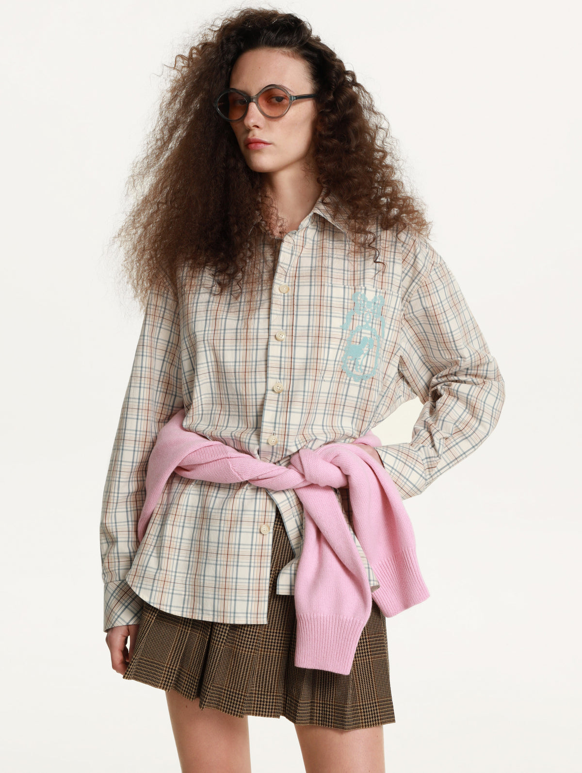 Riabchyk Plaid Embroidered Shirt in Light