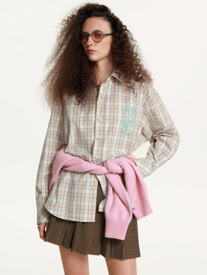 Riabchyk Plaid Embroidered Shirt in Light