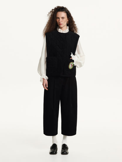 Marfa Corduroy Cropped Pants in Black