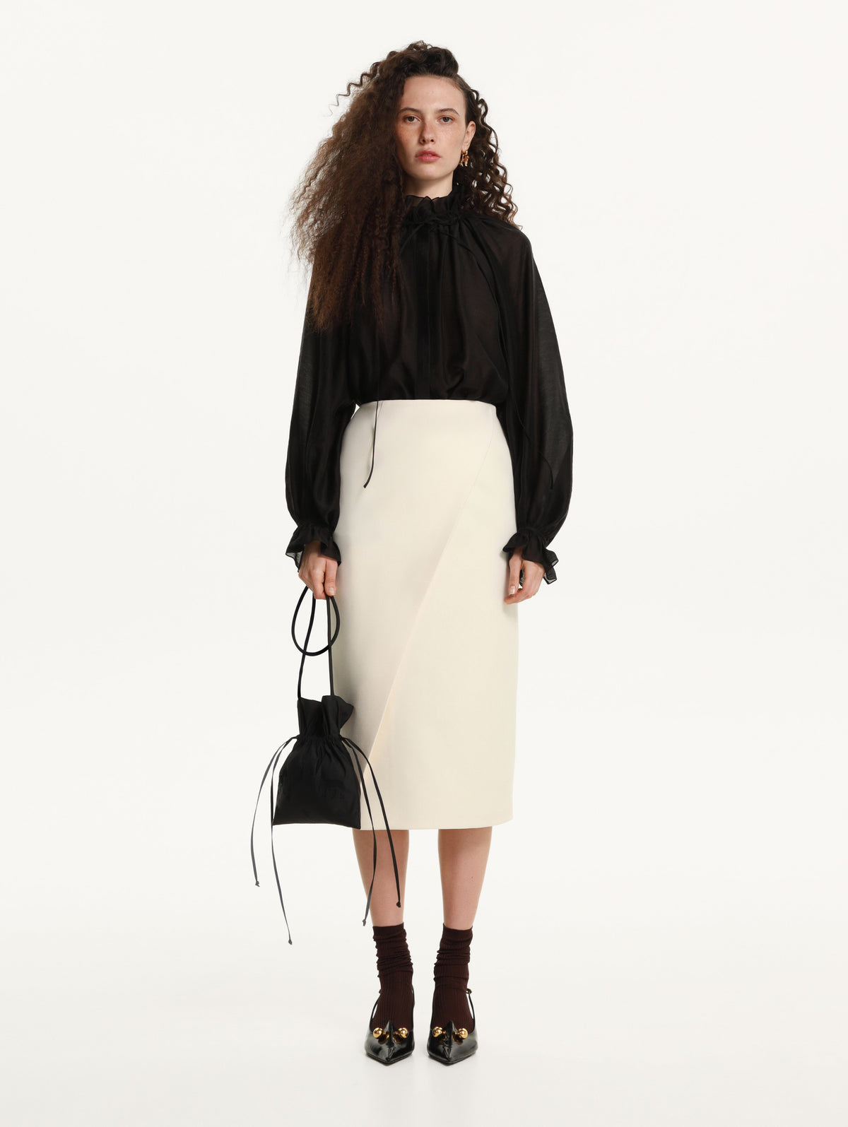 Gafiia Ruffled Blouse in Black slide 2