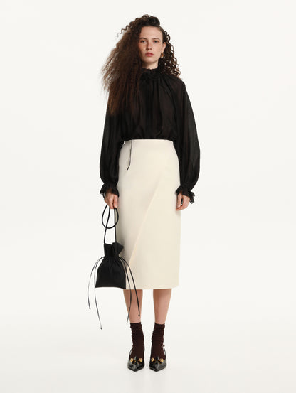 Gafiia Ruffled Blouse in Black
