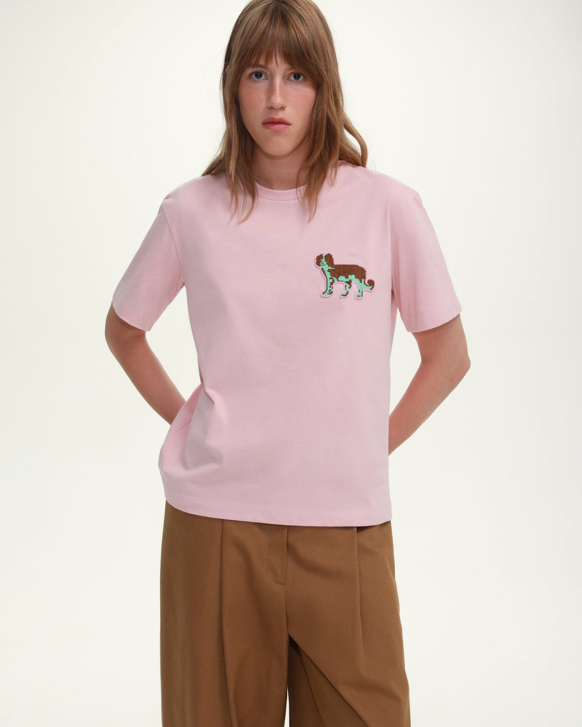 Patch-Detail T-Shirt in Pink