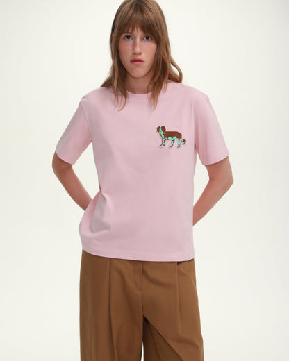 Patch-Detail T-Shirt in Pink