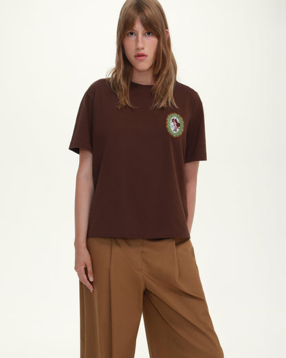 Patch-Detail T-Shirt in Brown