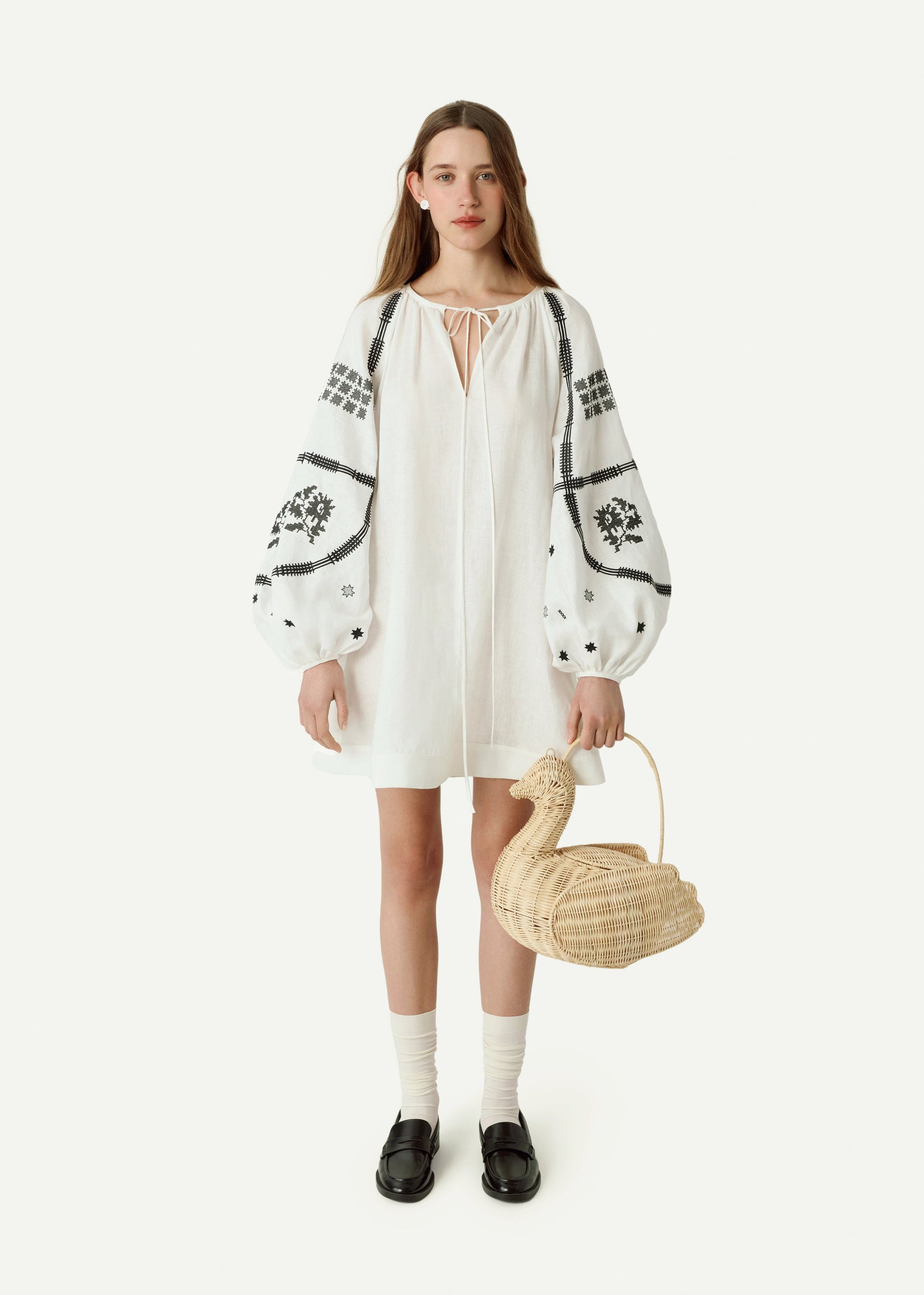 Rosa Embroidered Dress - White / XS-S Rosa Embroidered Dress - White / XS-S