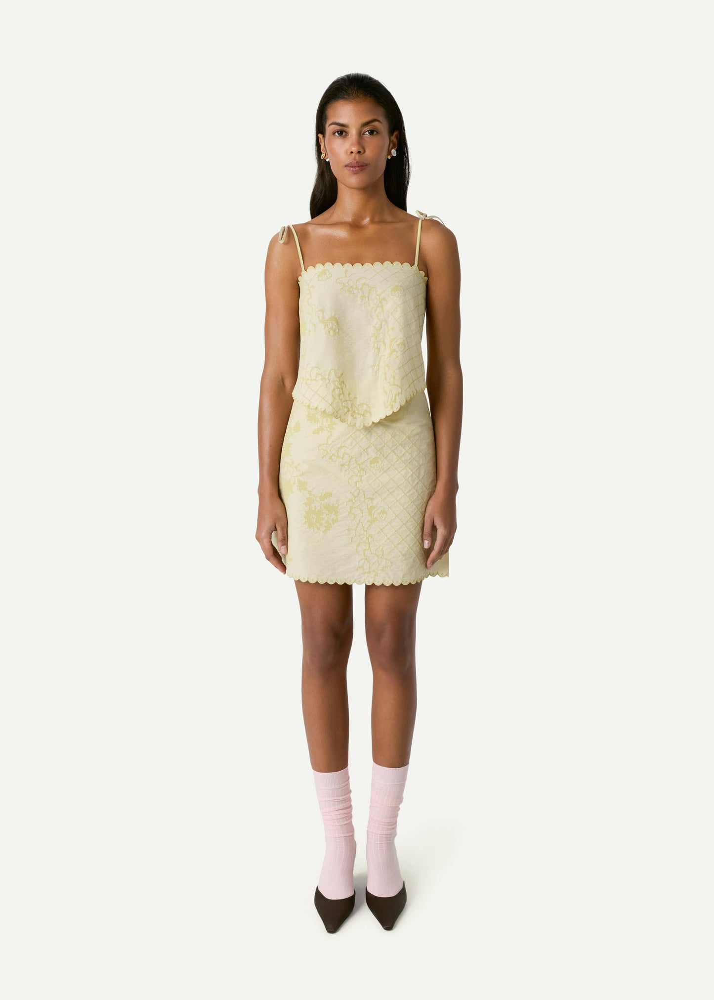 Bandana Top with Tyn Embroidery in yellow