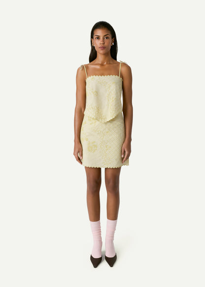Bandana Top with Tyn Embroidery in yellow