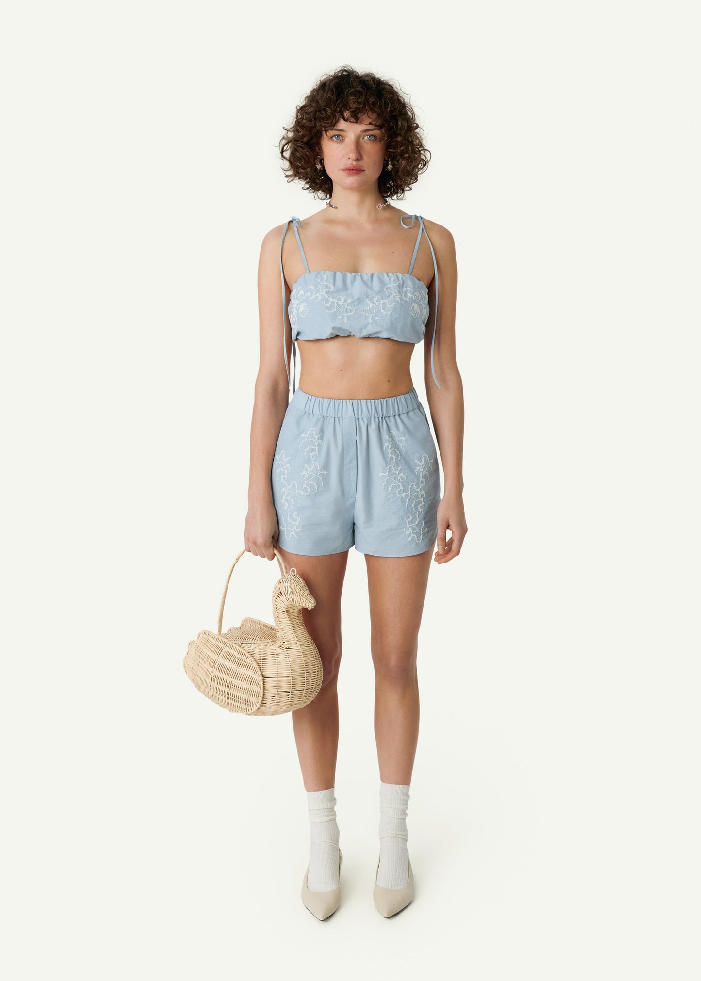 Shorts with Tyn Embroidery