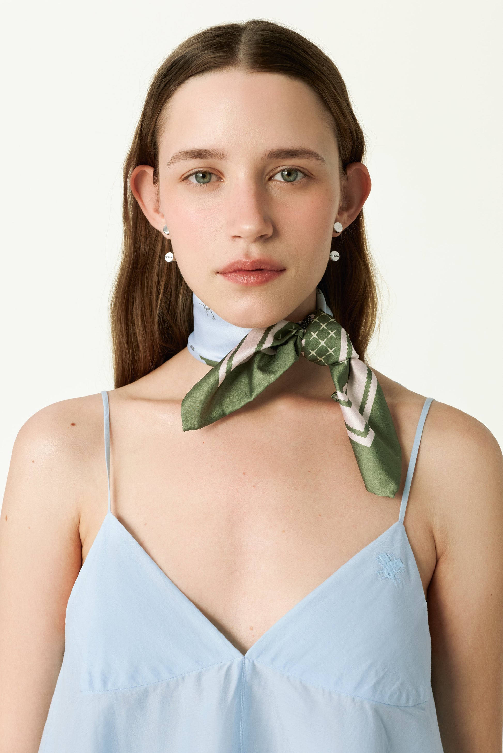 Bee Silk Headscarf in Green slide 3