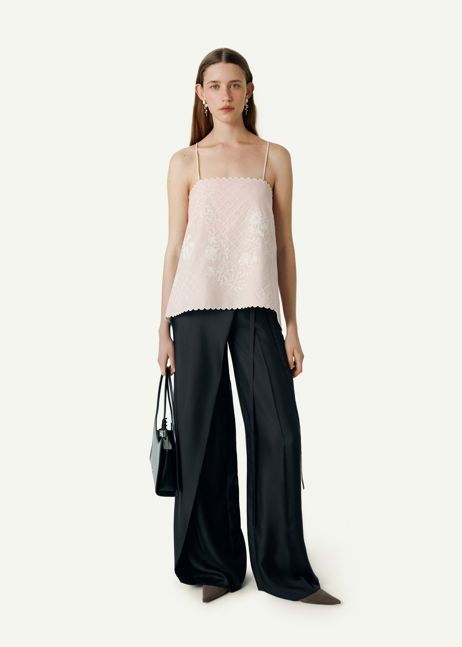 Open Back Embroidered Top in pink slide 2