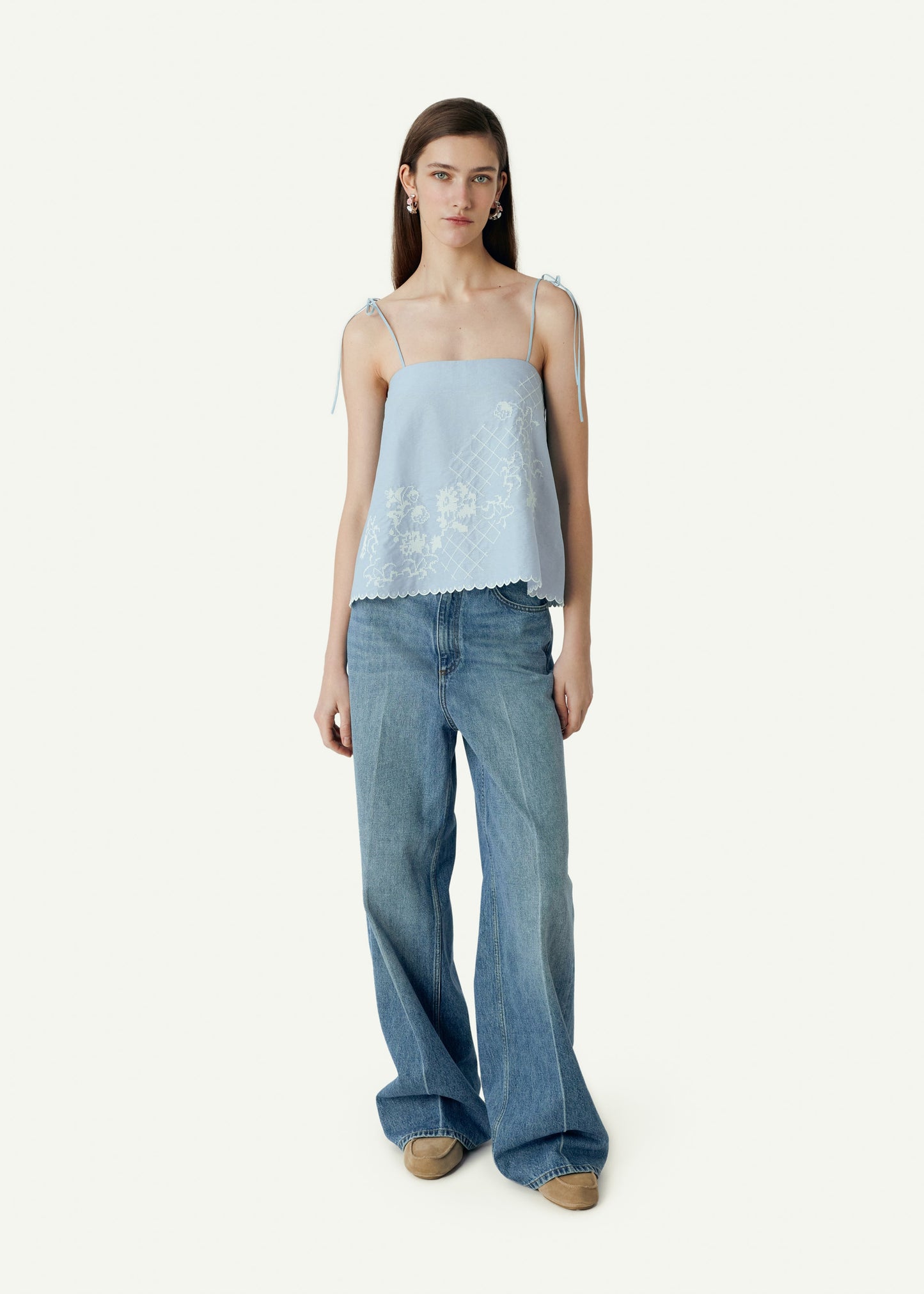 Top with Tyn Embroidery in blue
