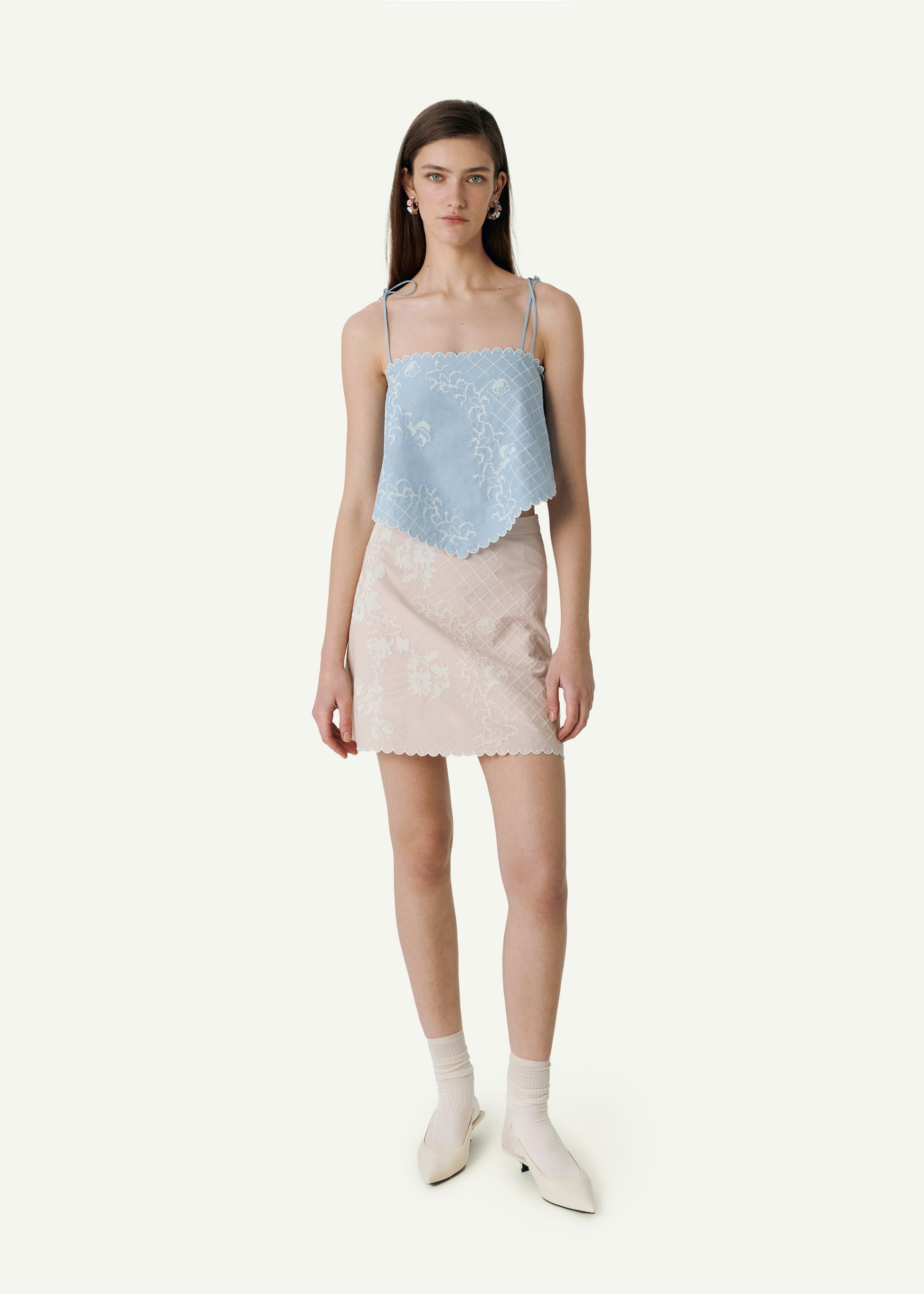 Bandana Top with Tyn Embroidery in blue slide 2