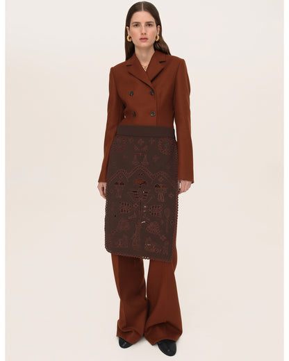 Embroidered Apron in Brown