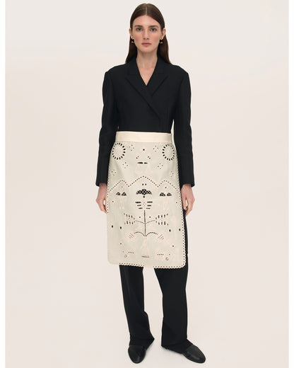Embroidered Apron in Cream
