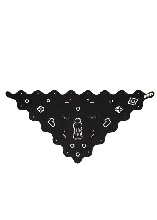 Black Silk Vytynanka Headscarf