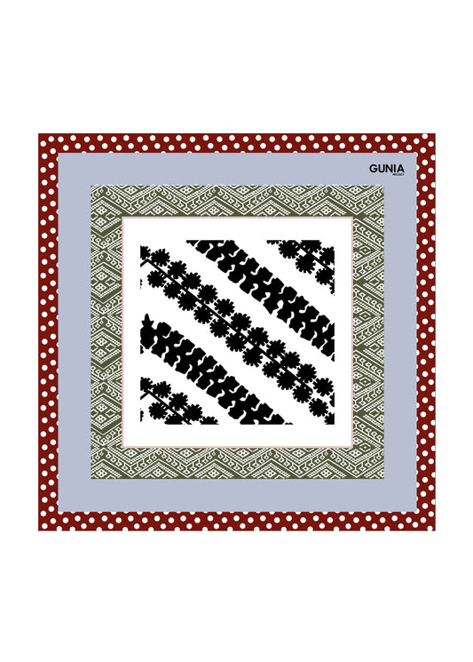 Silk headscarf with ornaments