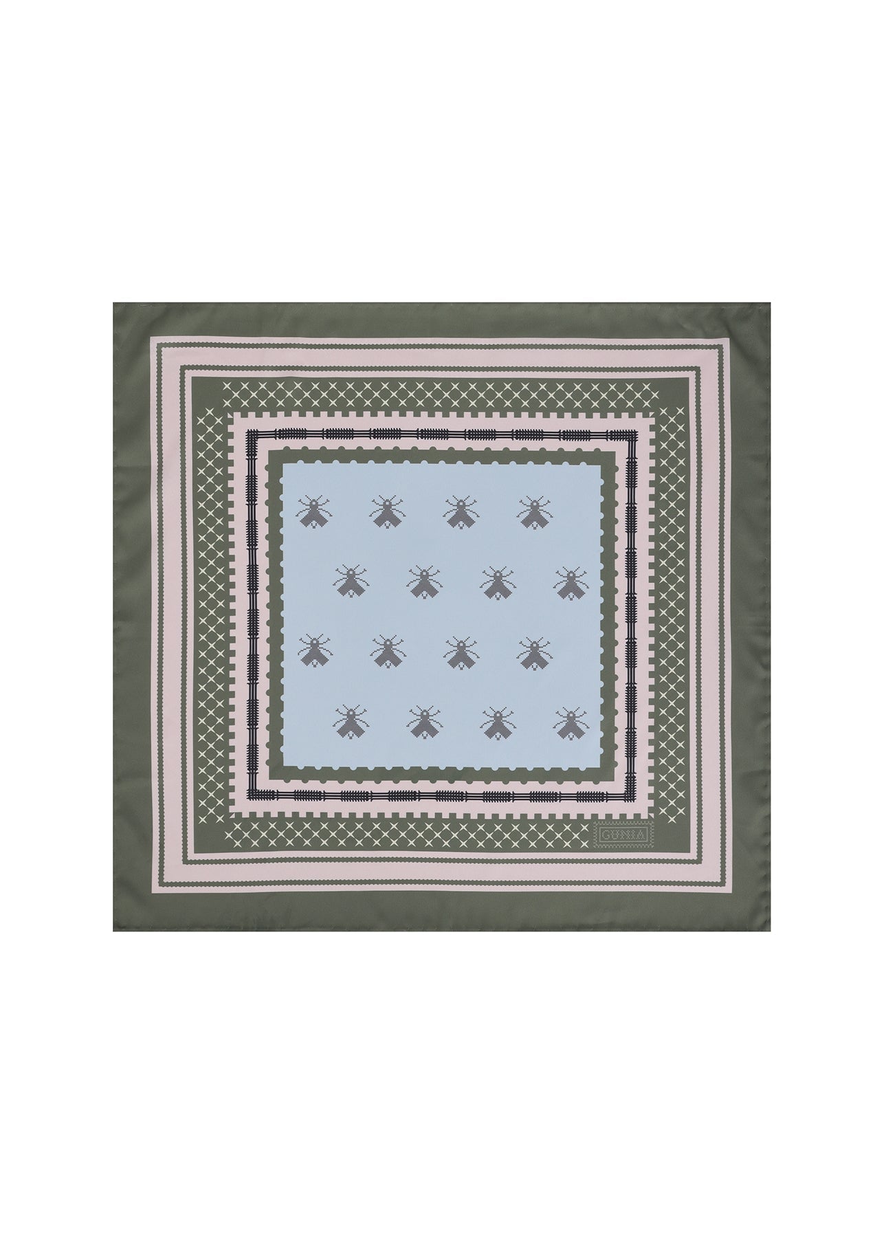 Bee Silk Headscarf in Green slide 1