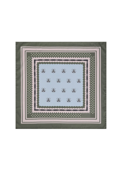 Bee Silk Headscarf in Green