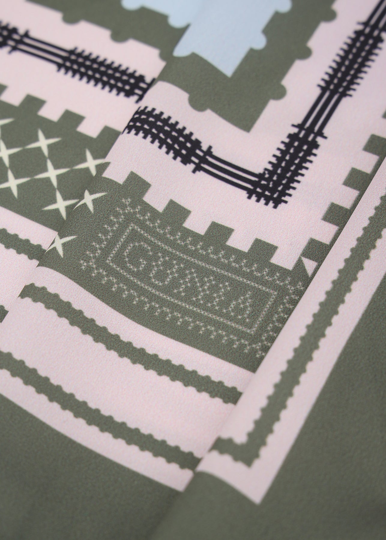 Bee Silk Headscarf in Green slide 2