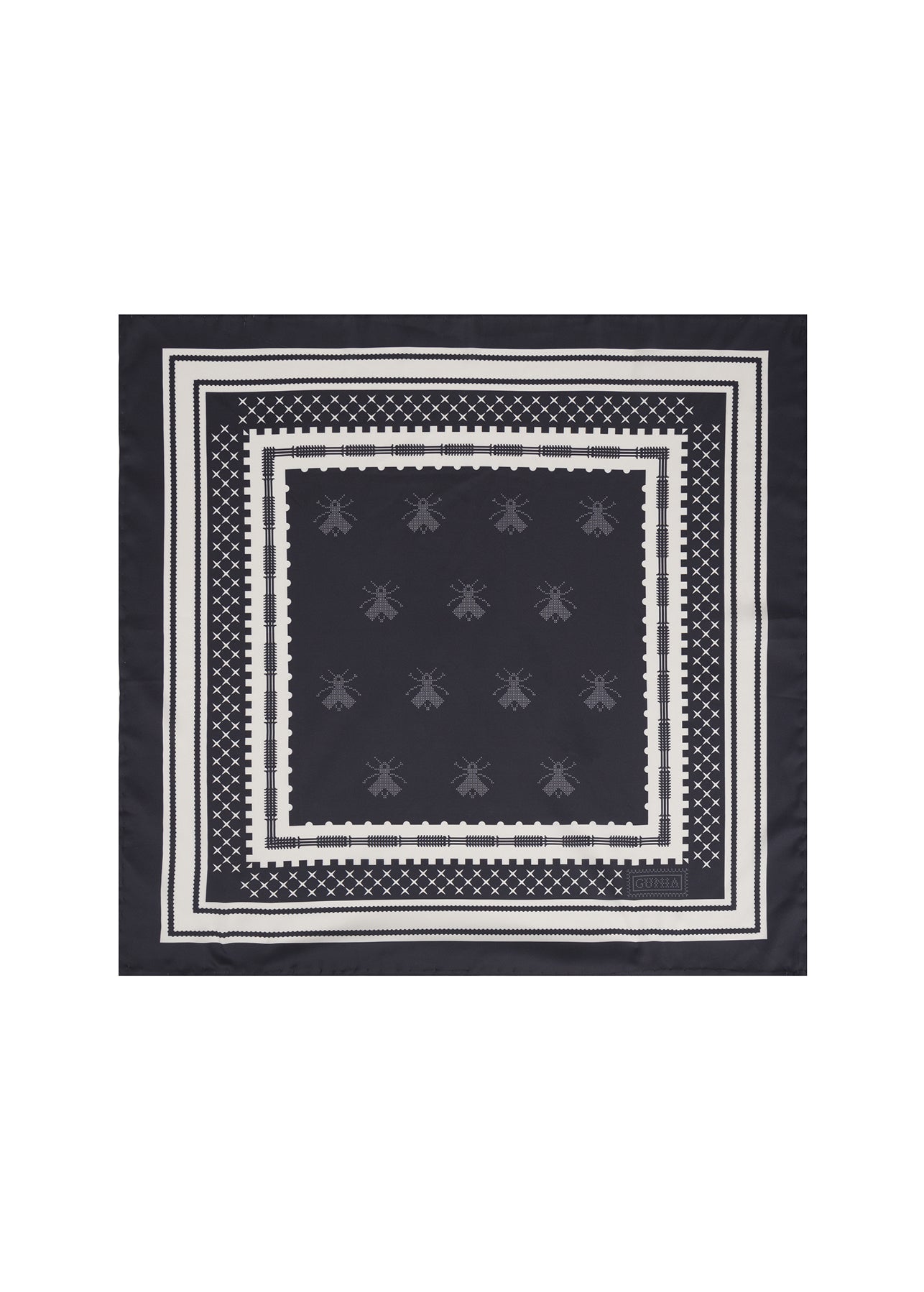 Bee Silk Headscarf in Black