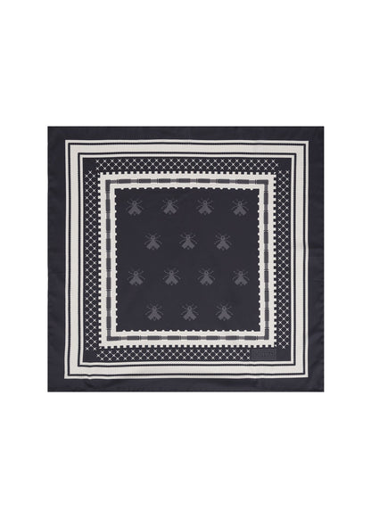 Bee Silk Headscarf in Black