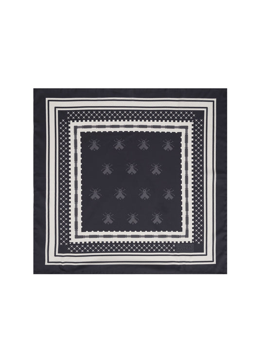 Bee Silk Headscarf in Black