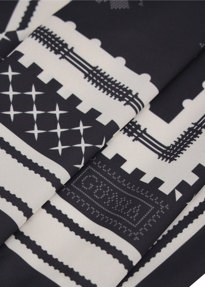 Bee Silk Headscarf in Black