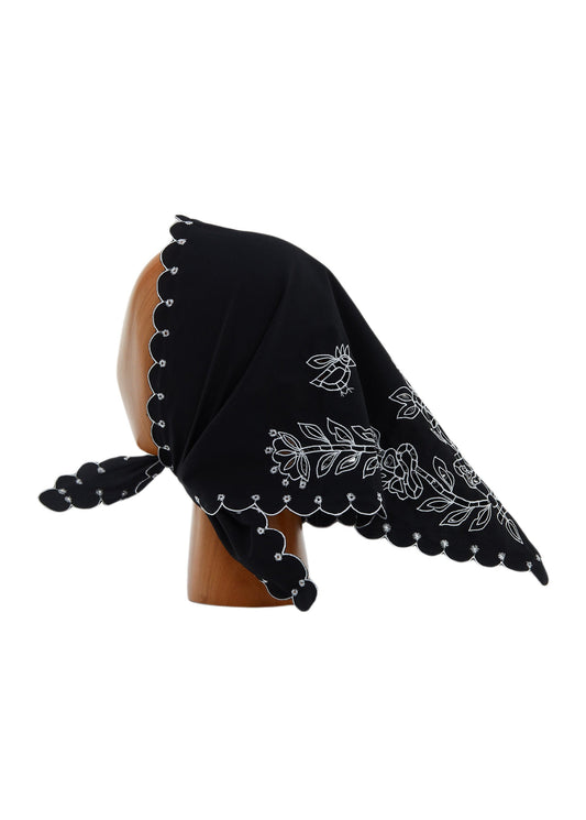 Black Vytynanka Headscarf