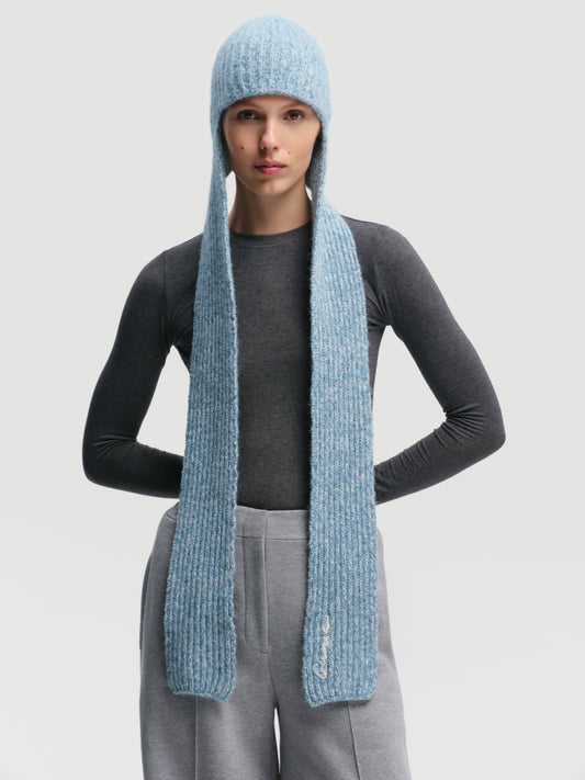 Scarf-like Beanie in Blue