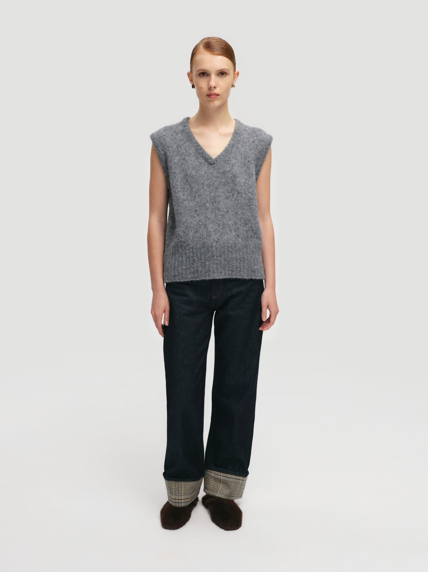 Lace-trimmed Vest in Grey