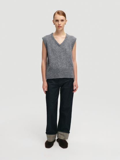 Lace-trimmed Vest in Grey