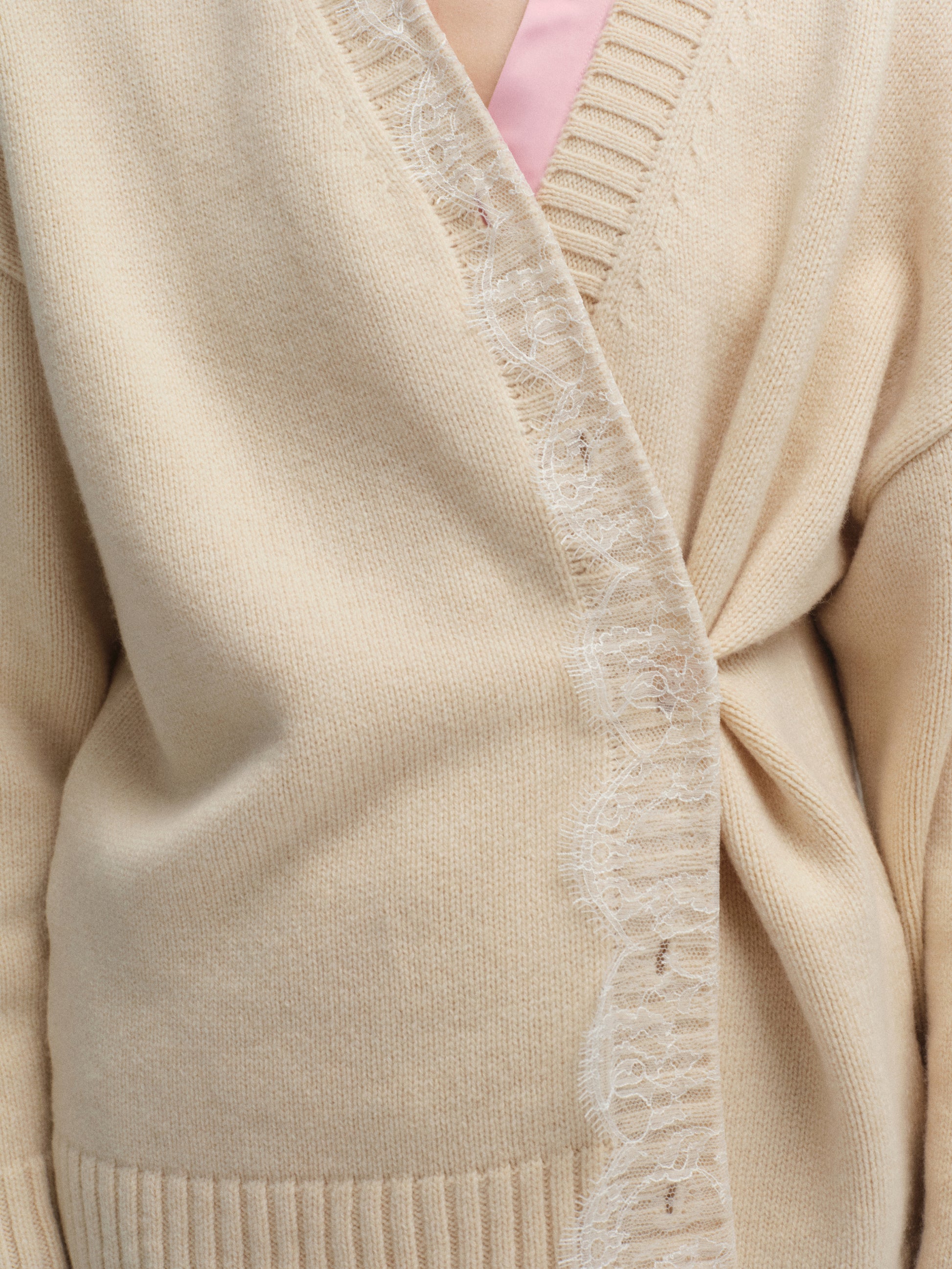 Lace-trimmed Cardigan in Milk slide 2