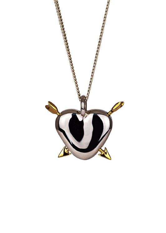 Heart-shaped Pendant with Arrows in Silver