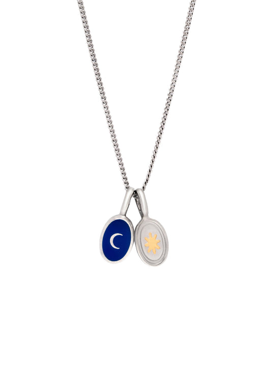 Silver pendants with a star and moon