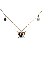 Silver Necklace with a Heart and Pendants