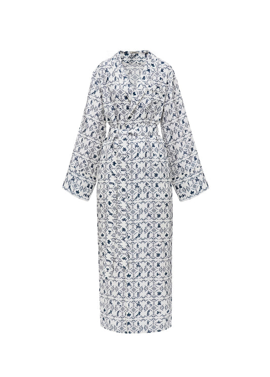 Long Silk Robe Vechornytsi in White