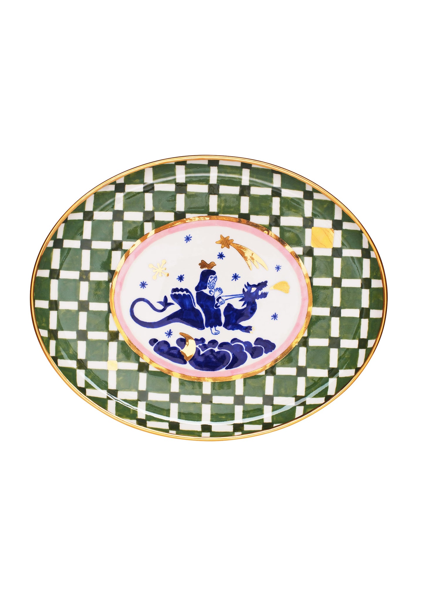 Oval Plate with Dragon